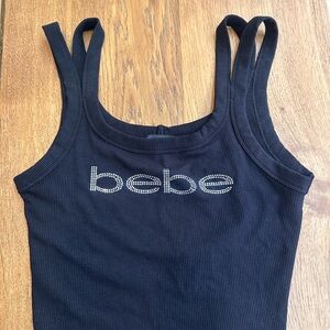Bebe Black Fitted Sleeveless Tank Top